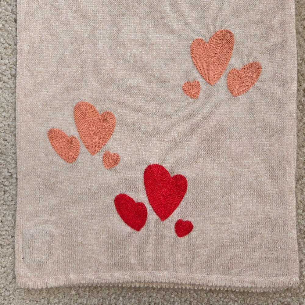 100% Cashmere Embroidered Heart Scarf Aviva Stanoff - Picture 4 of 9